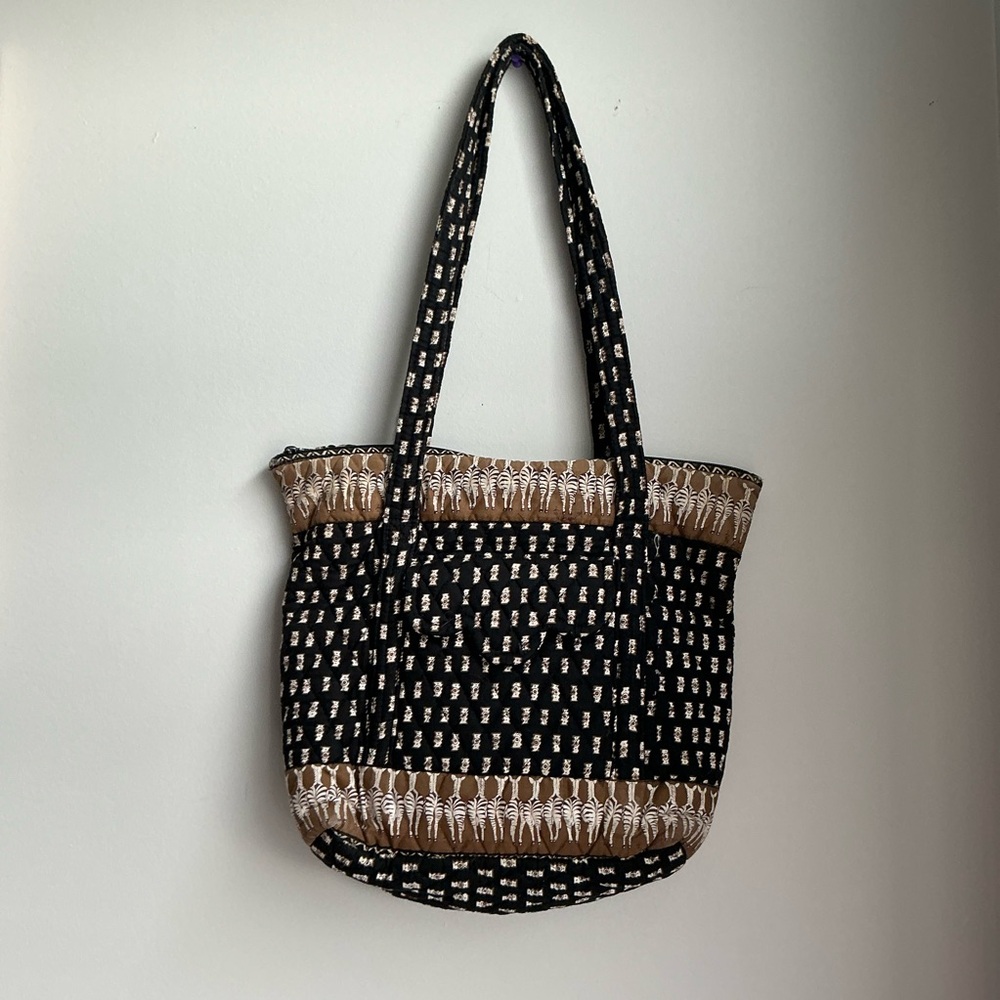 Vera Bradley Quilted Tote Bag Vintage Print Large Shoulder Bag